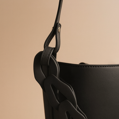 Louise Large Black Bucket Bag