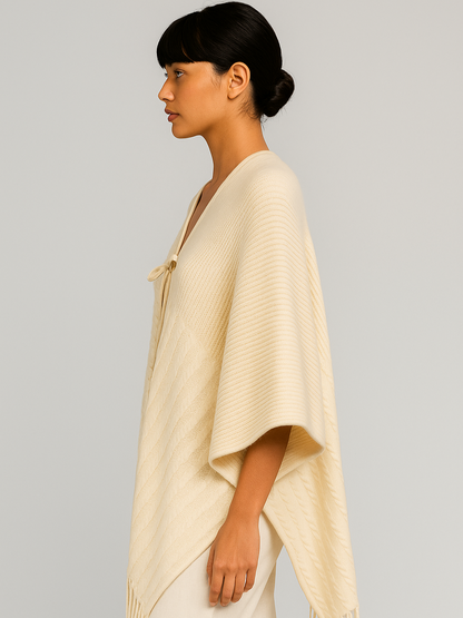 Leather trim Poncho