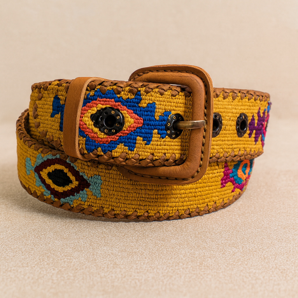 Guatemalan Mustard Belt Silk Embroidery