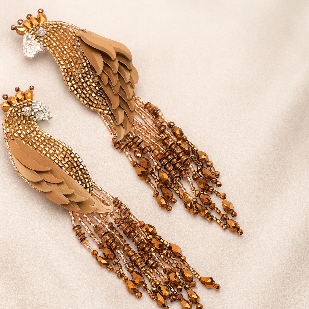 Peacock Earrings Gold