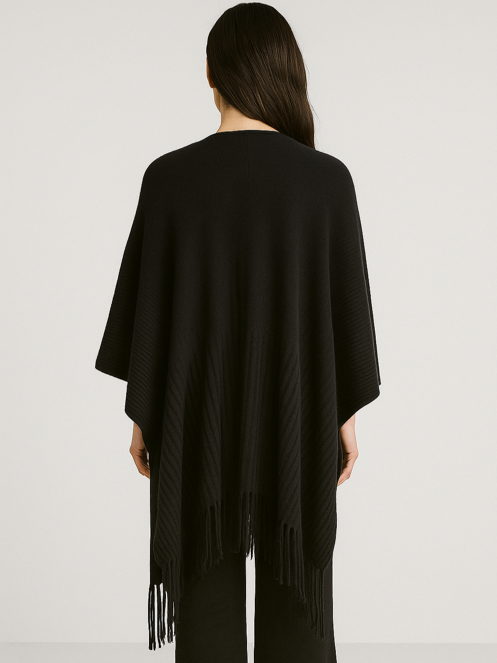 Leather trim Poncho
