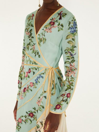 Farm Rio Birds Tree Long Sleeve Maxi Dress