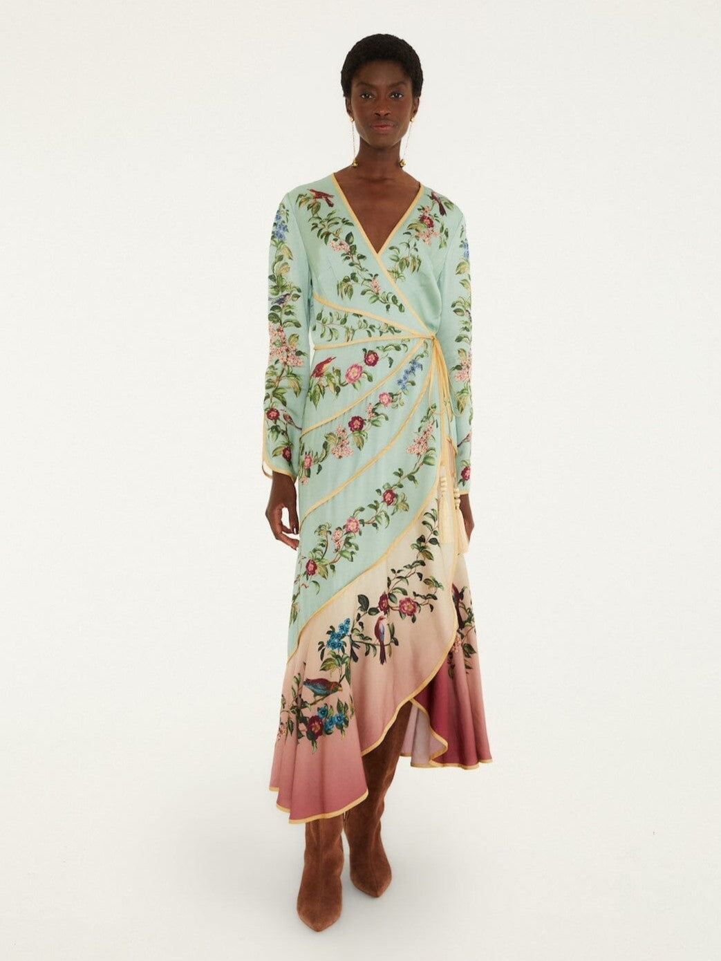 Farm Rio Birds Tree Long Sleeve Maxi Dress