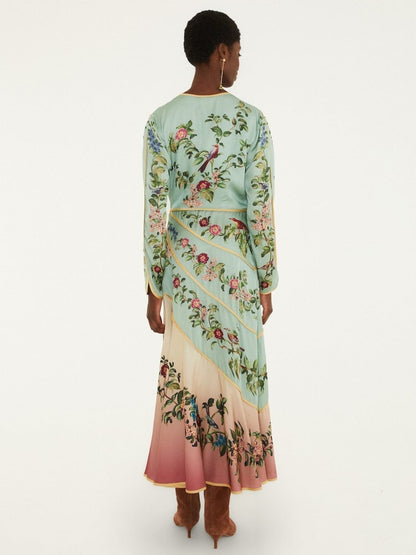 Farm Rio Birds Tree Long Sleeve Maxi Dress