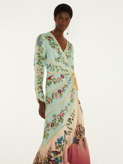 Farm Rio Birds Tree Long Sleeve Maxi Dress