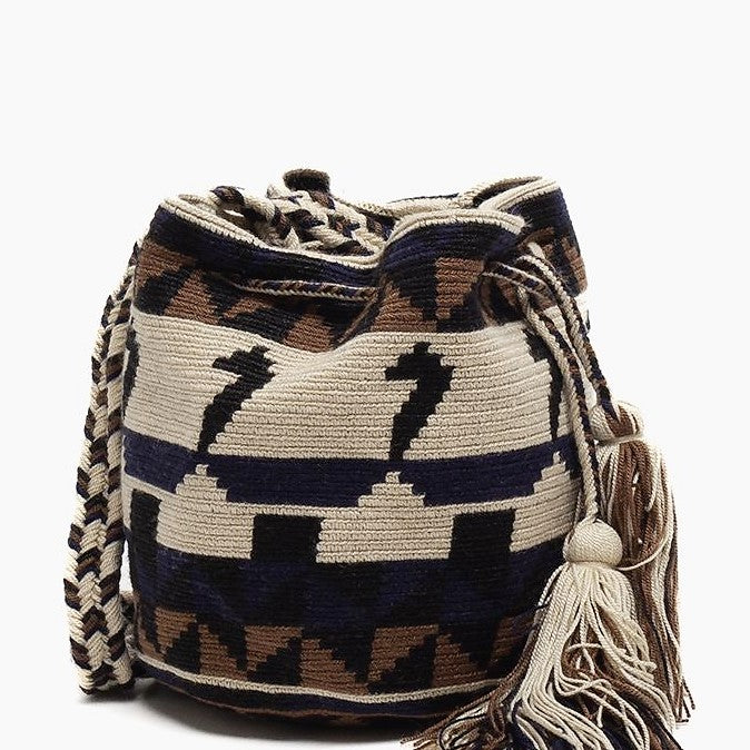 Handmade Small Crossbody Wayuu Brown & Black & Ivory