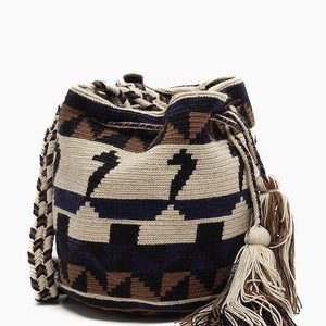 Handmade Small Crossbody Wayuu Brown & Black & Ivory