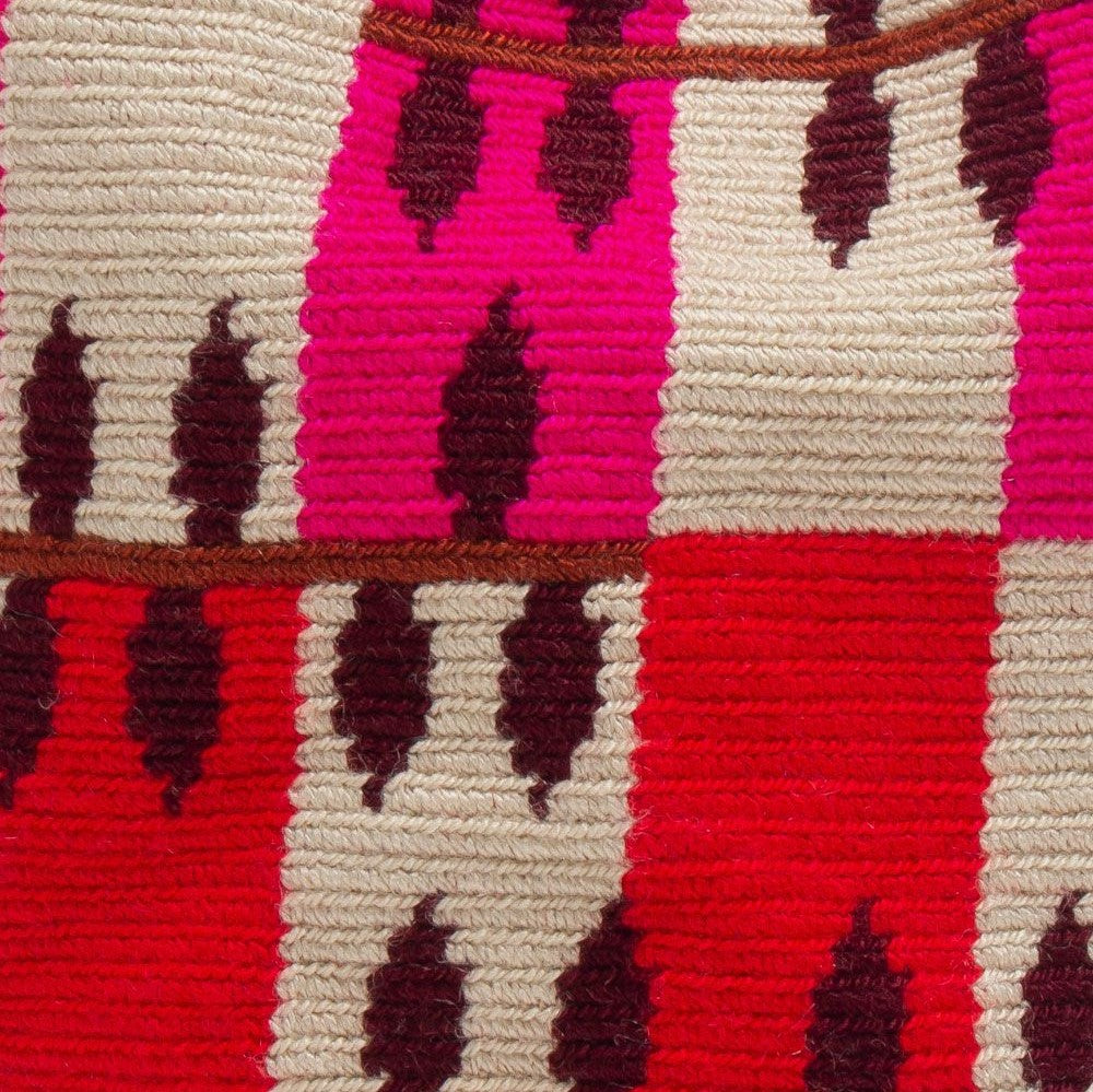 Handmade Small Crossbody Wayuu Off White & Fucshia & Brown