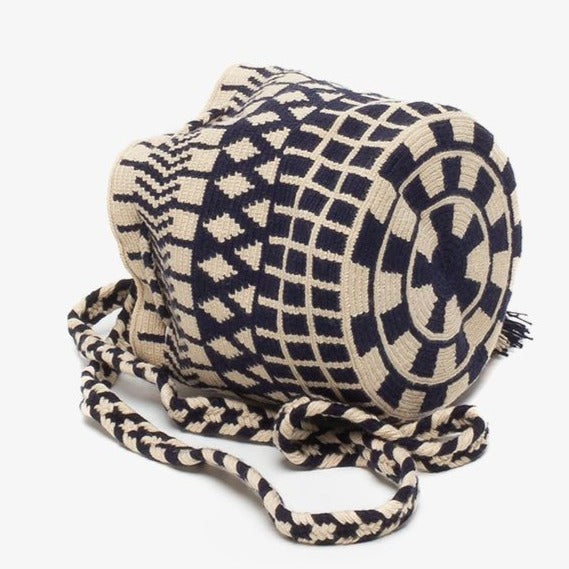 Small Crossbody Wayuu Beige, Navy