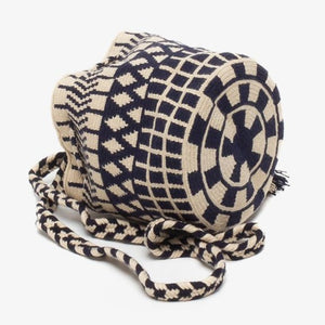 Handmade Small Crossbody Wayuu Beige & Navy