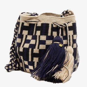 Handmade Small Wayuu Navy & Off white