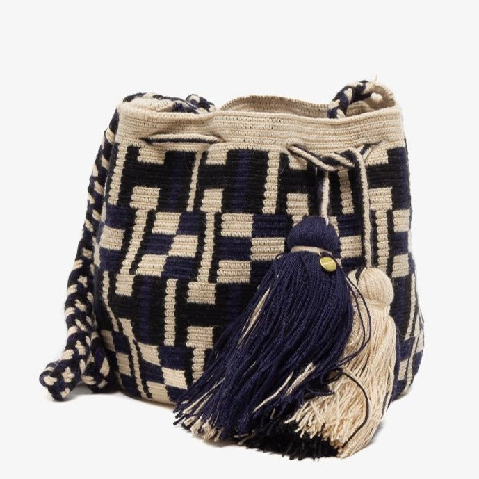 Small Crossbody Wayuu Navy, Beige