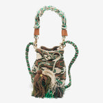 Load image into Gallery viewer, Handmade Small Crossbody Wayuu Beige &amp; Green &amp; Brown
