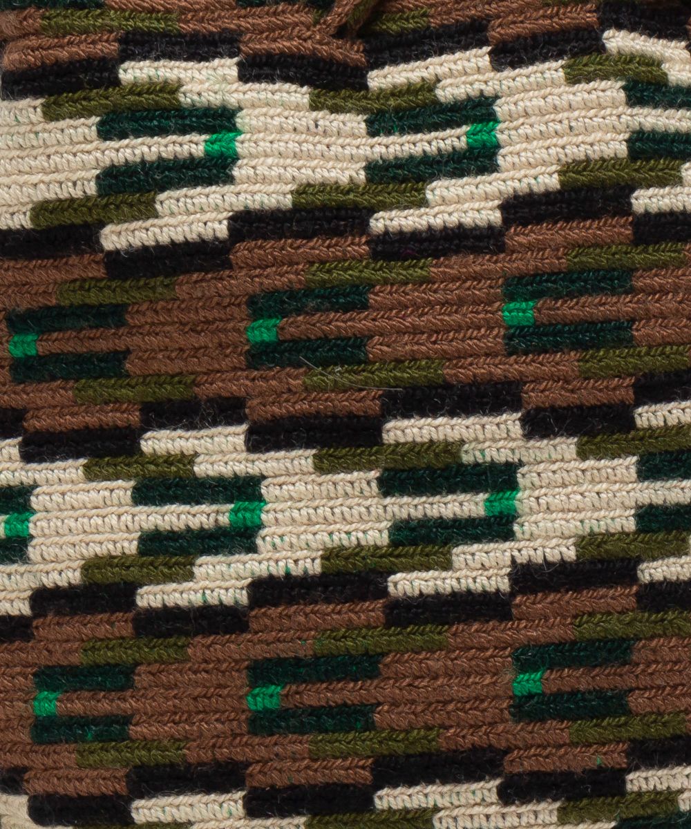 Handmade Small Crossbody Wayuu Beige & Brown & Green