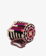 Load image into Gallery viewer, Handmade Small Crossbody Wayuu Burgundy &amp; Black &amp; Off White
