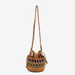 Load image into Gallery viewer, Handmade Small Crossbody Wayuu Beige &amp; Orange &amp; Purple
