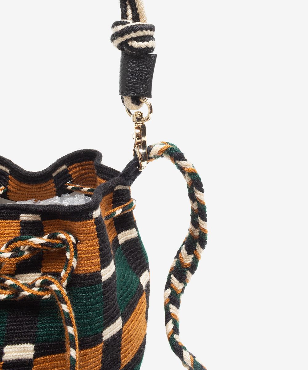 Handmade Small Crossbody Wayuu Green & Camel