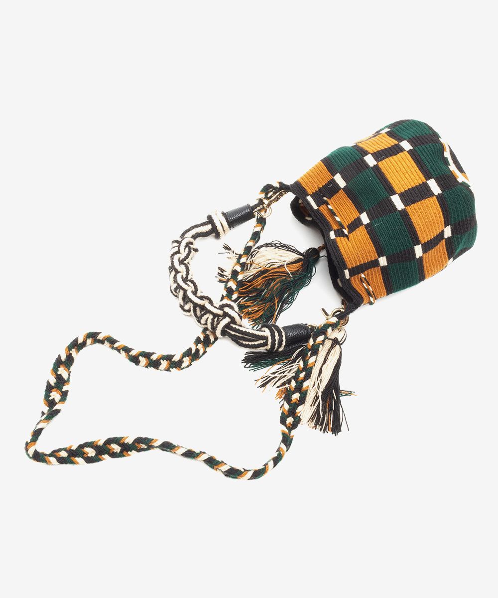 Handmade Small Crossbody Wayuu Green & Camel