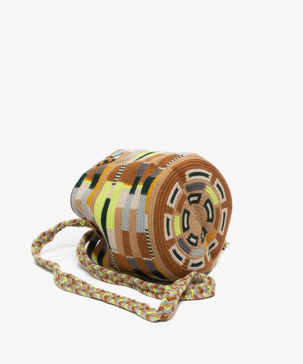 Handmade Small Wayuu Lime & Beige