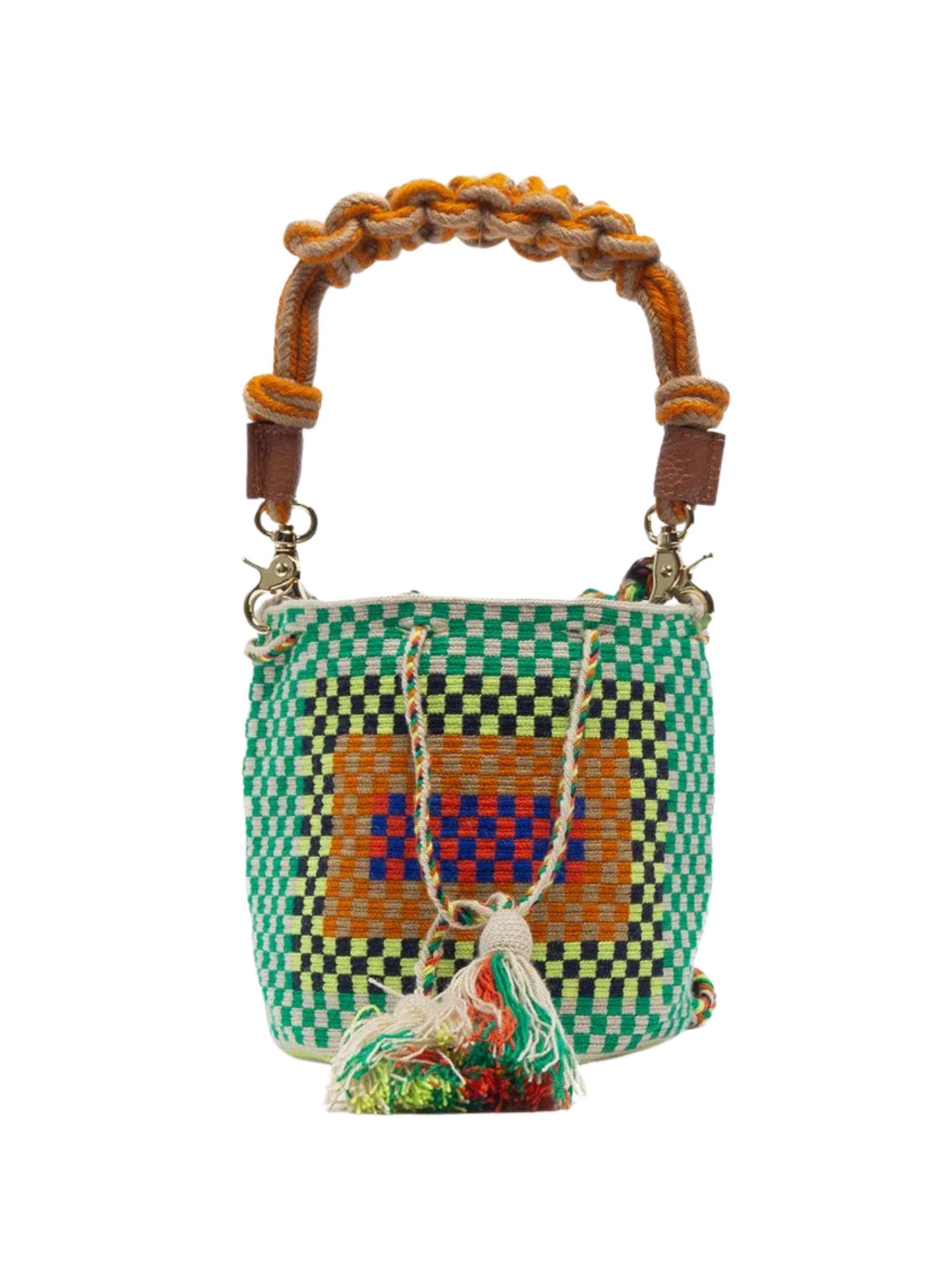 Handmade Small Crossbody Wayuu Pelican Green