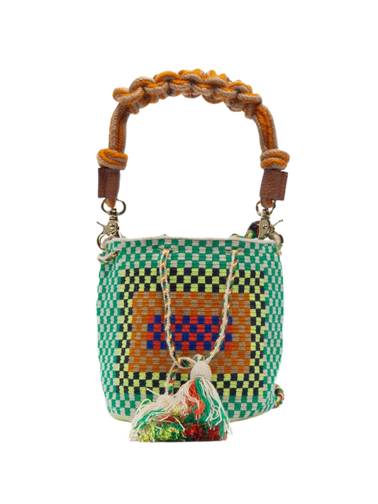 Handmade Small Crossbody Wayuu Pelican Green