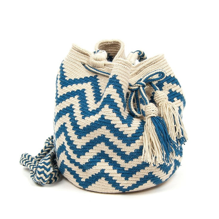 Handmade Small Wayuu Blue/Natural