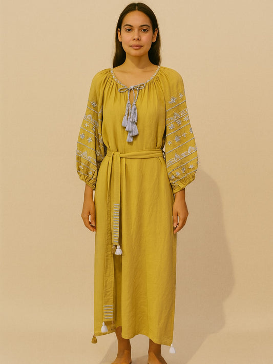 Benaras Dress Light Green Light Blue