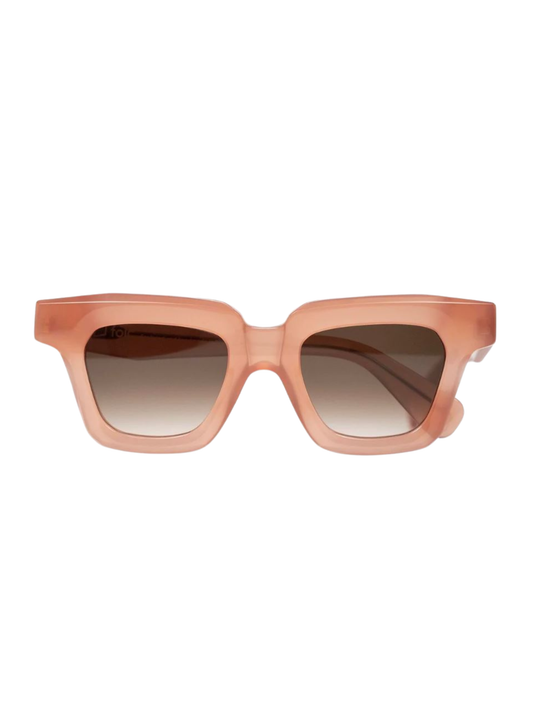 Sunglasses with a pink frame and gradient lenses