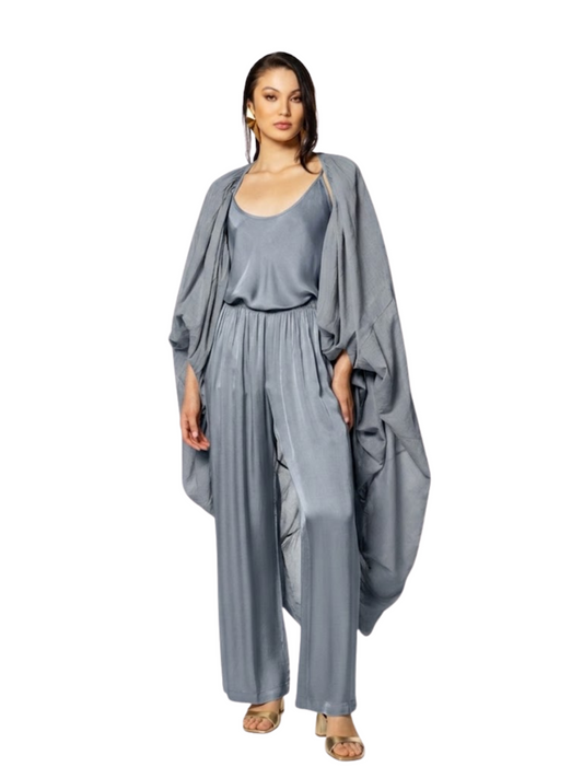  draped open-front cardigan jacket in grey
