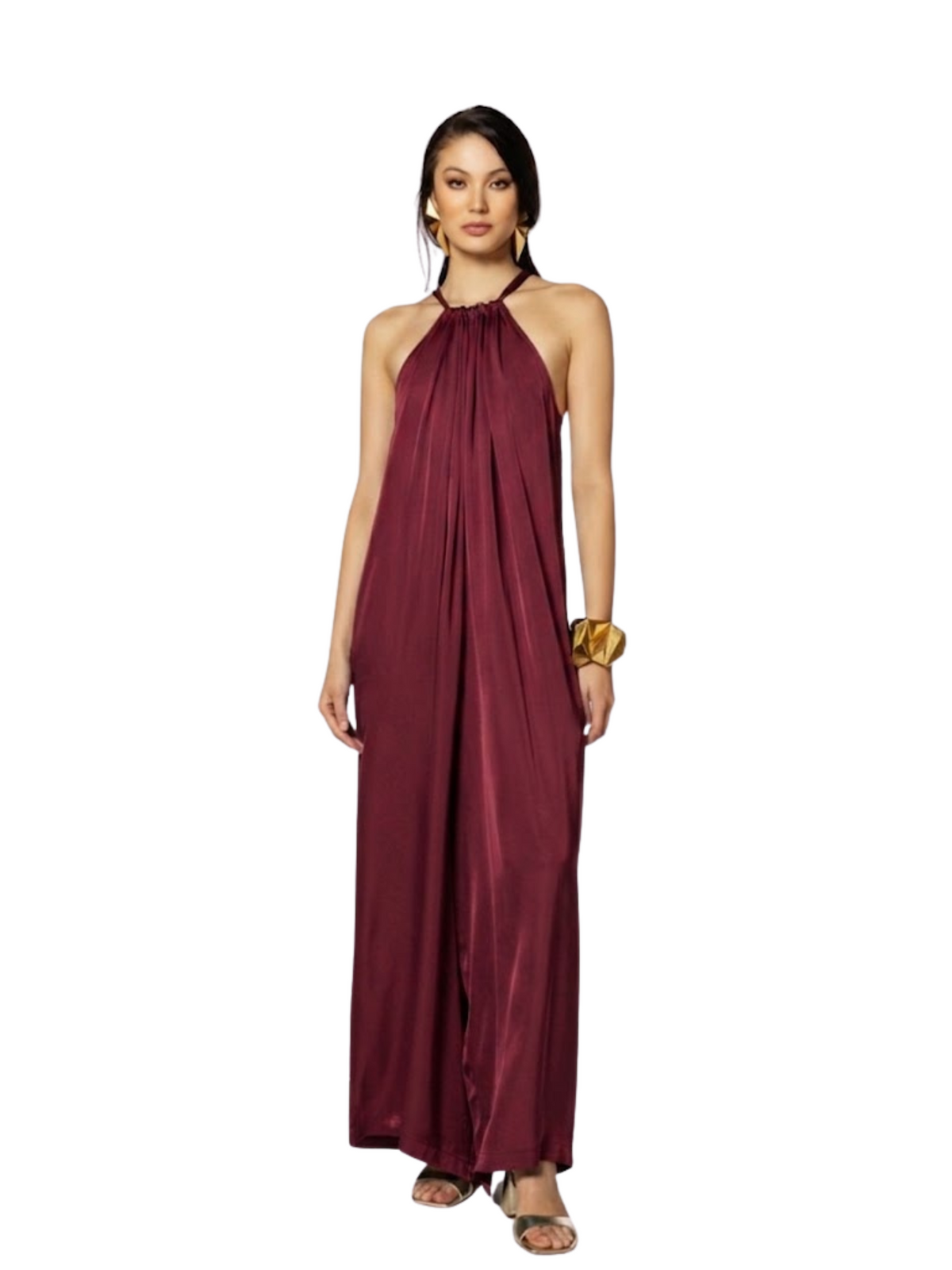  sleeveless halter-neck maxi jumsuit