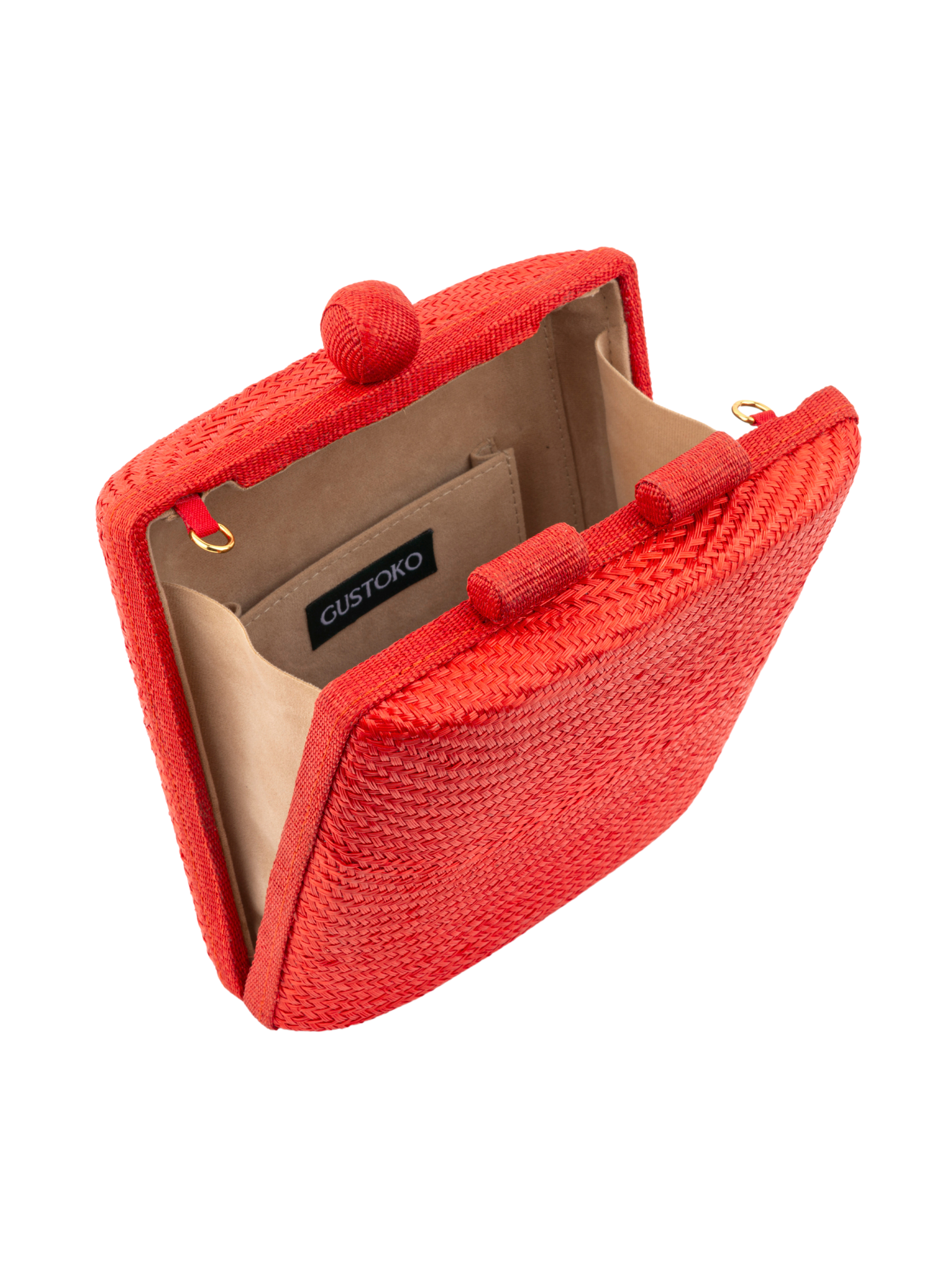 coral red clutch with 2 straps