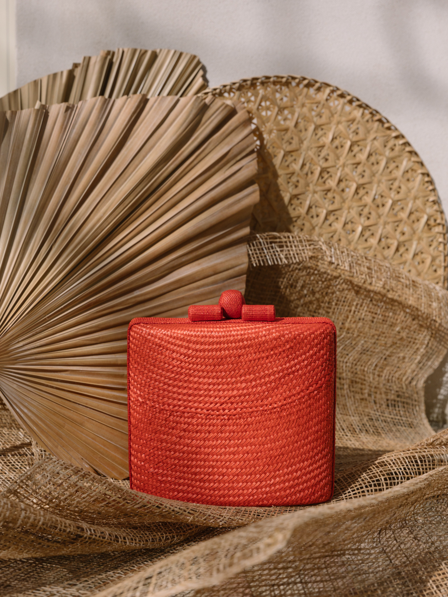 coral red clutch with 2 straps