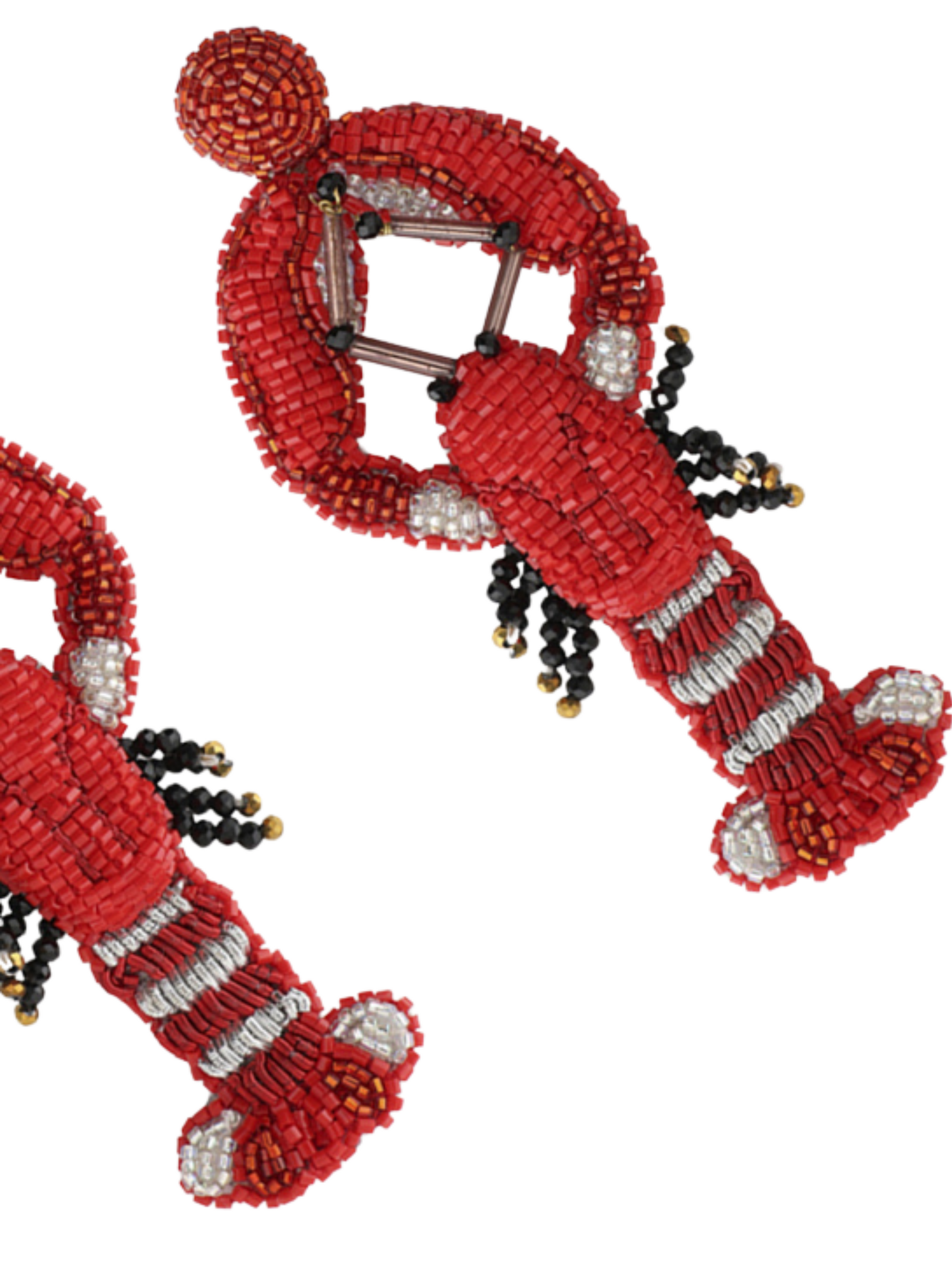 Red beaded lobster earrings 