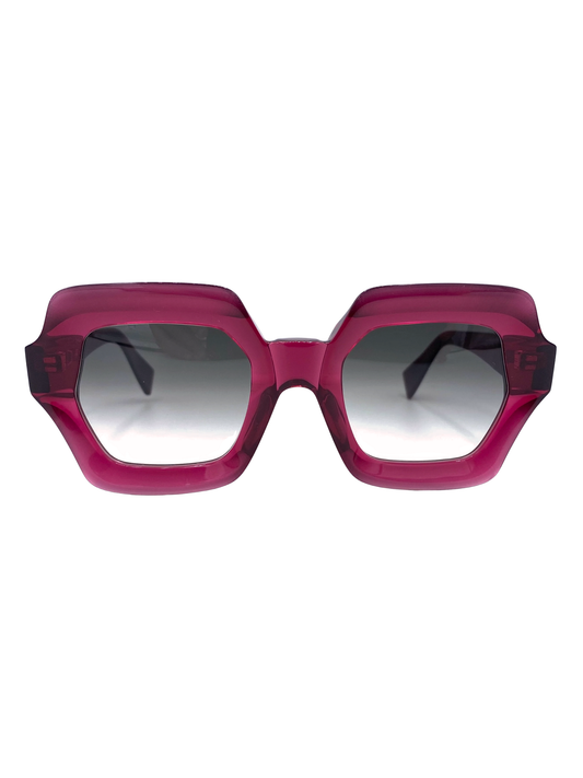 Sunglasses with a magenta frame