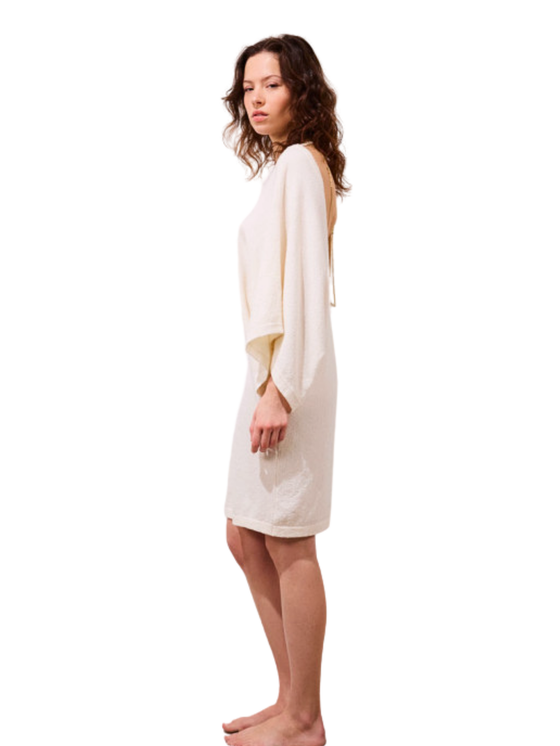 short off white dress open back 