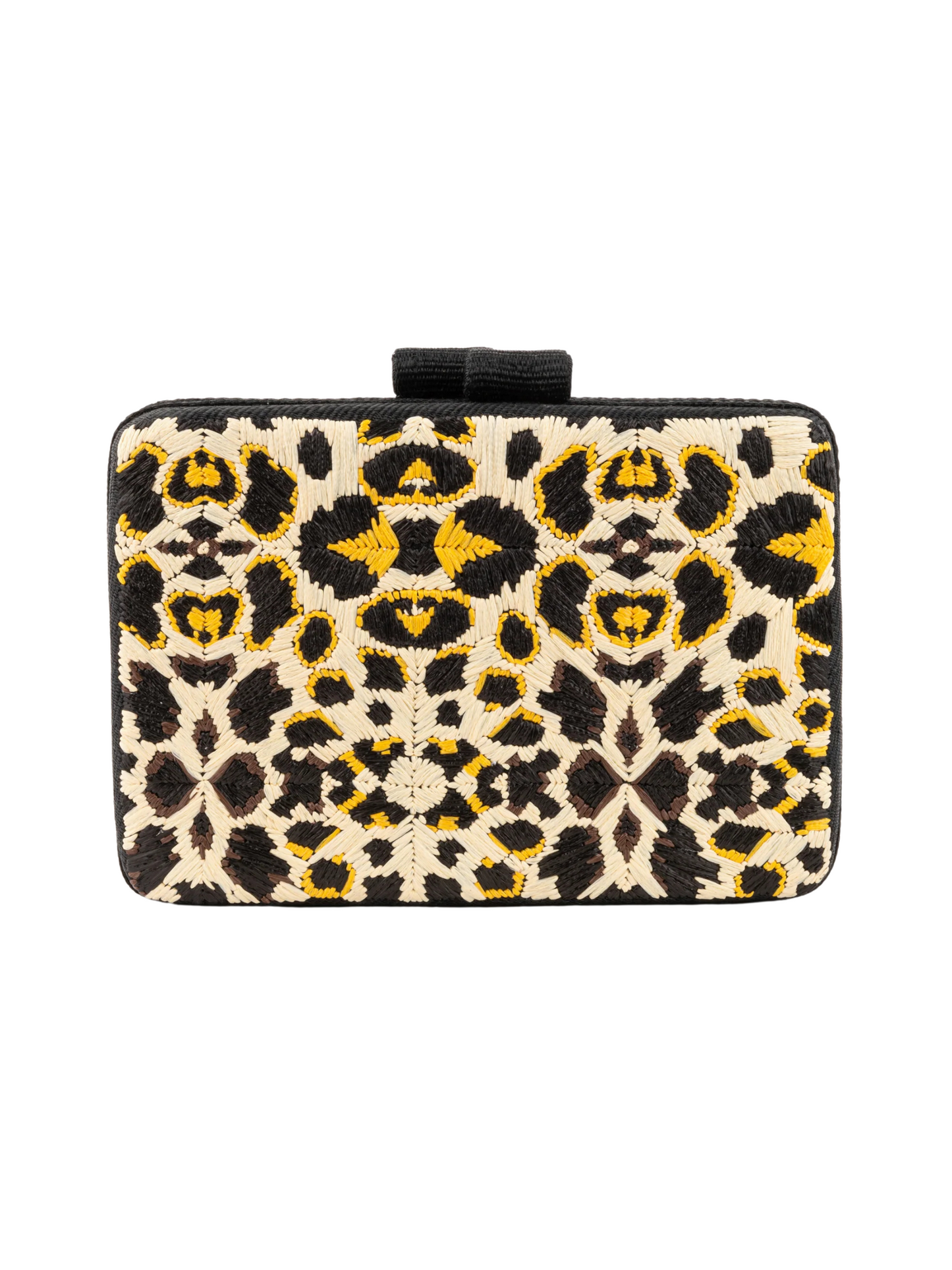 natural fiber animal print clutch
