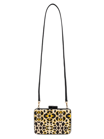 natural fiber animal print clutch