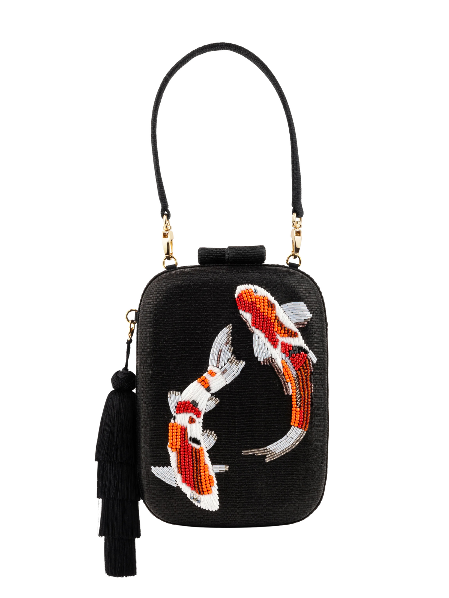 black clutch  tinalak fiber beaded koi fish 