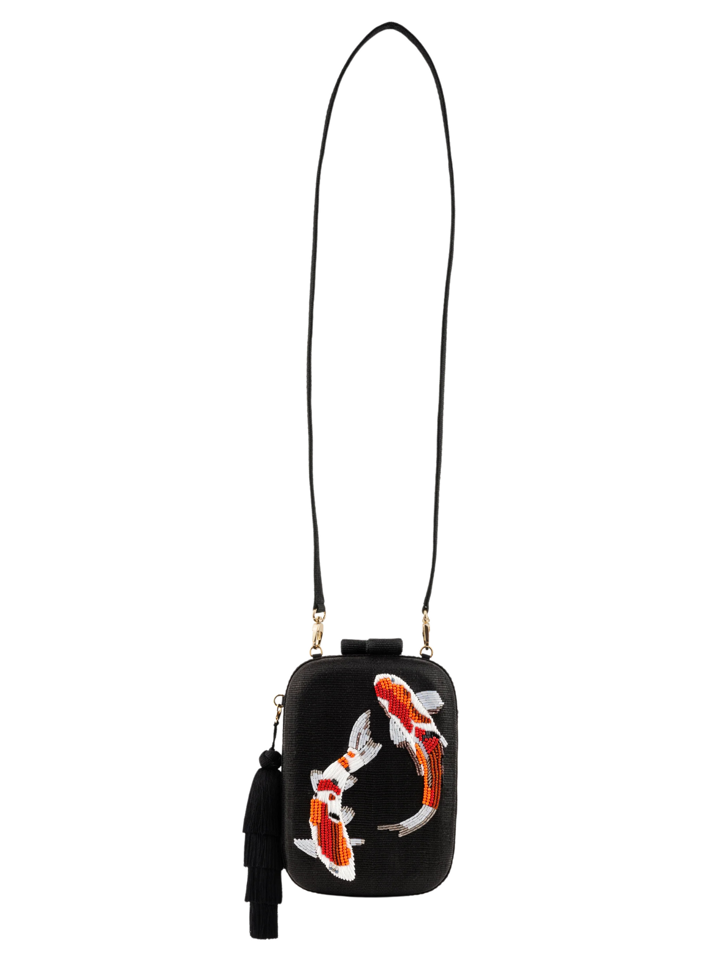 black clutch  tinalak fiber beaded koi fish 