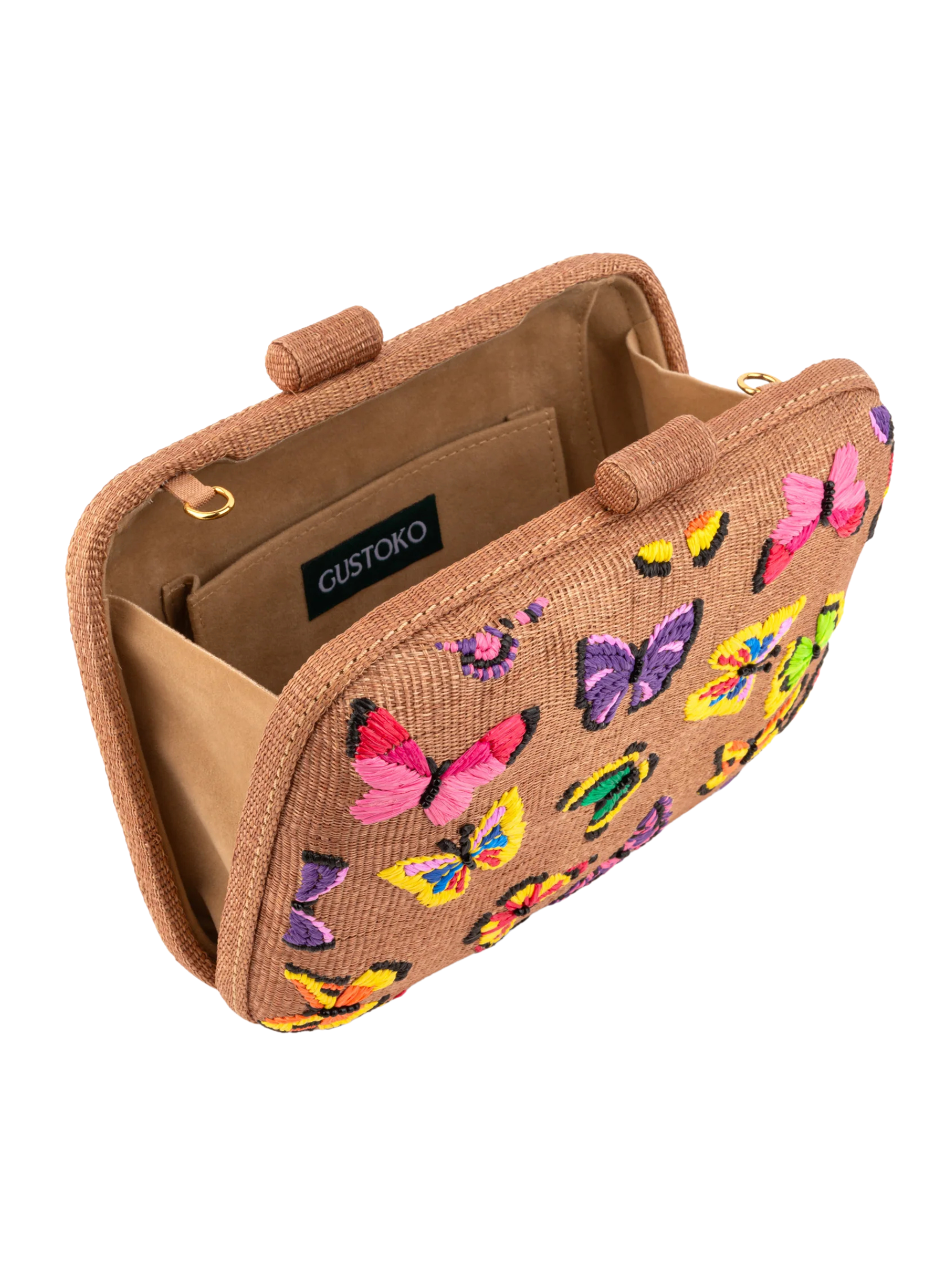 natural clutch with butterfly details