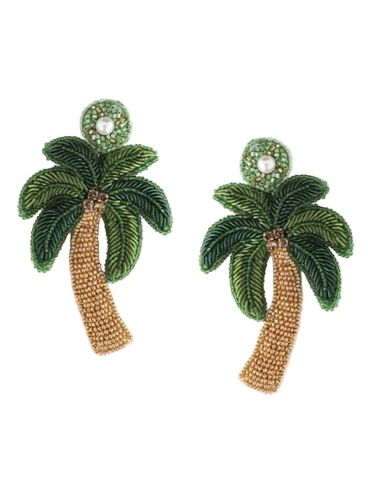 Palm tree beaded earrings 