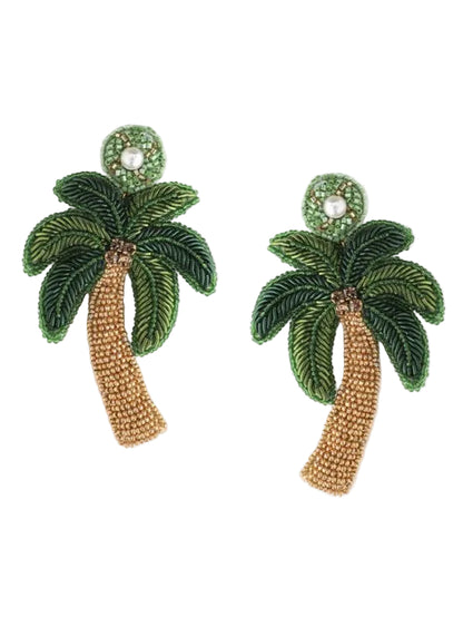 Palm tree beaded earrings 
