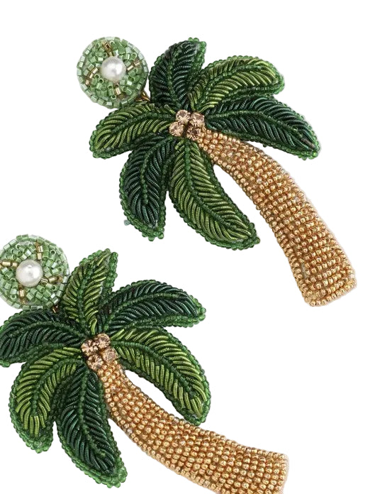 Palm tree beaded earrings 