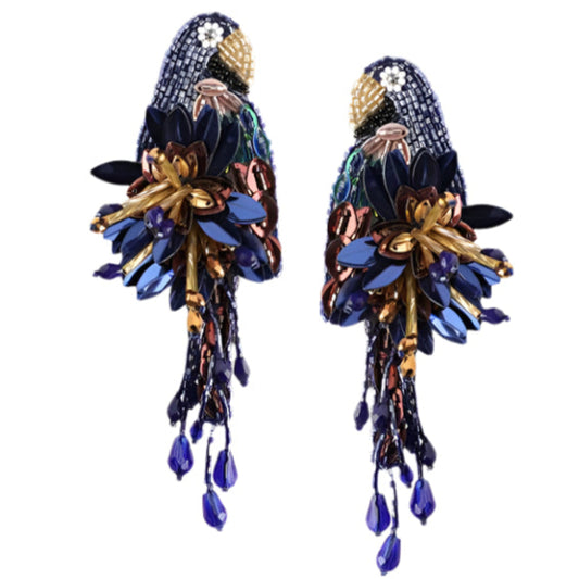 Parrot Earrings Navy