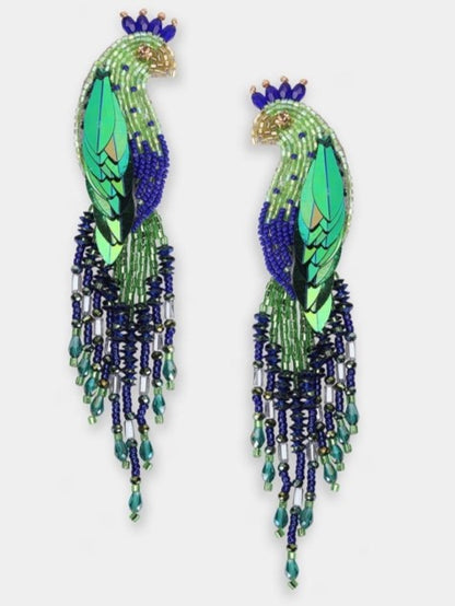Peacock Earrings Lime