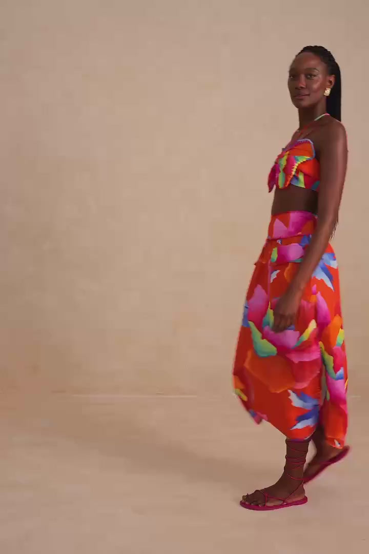 Ombre Chita Red Midi Skirt