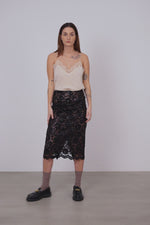 Load and play video in Gallery viewer, Stella Nova Black Lace Sequins Pencil Skirt
