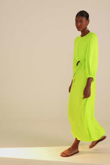 Lime Pipping Midi Dress