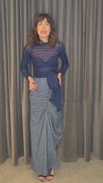 Load and play video in Gallery viewer, Kesha Asymmetric Denim Skirt
