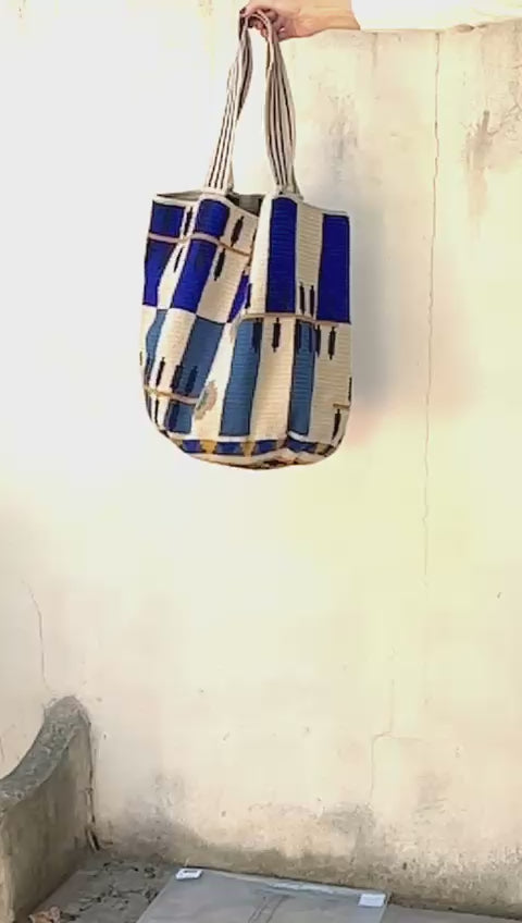 Handmade Wayuu Tote Bag Blue & Royal